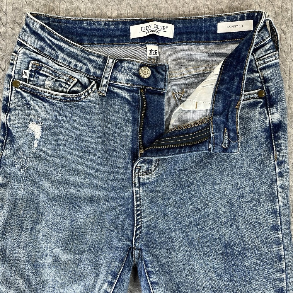 Judy blue Skinny Fit Jeans Women (3/26X26) High-Rise whiskered‎ distressed blue - Picture 12 of 12